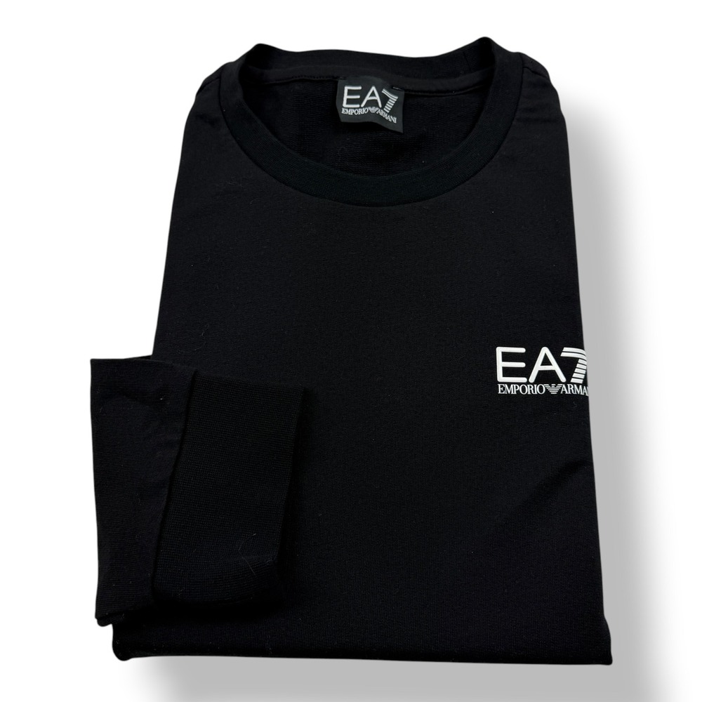 EA7‎ Emporio Armani Mens Black Crewneck Sweatshirt Logo 8NPM52 PJ05Z Size Medium